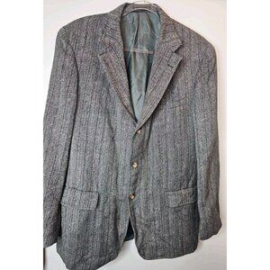 Vtg Rush Wilson LTD Mens Herringbone Preppy Classic Academia Wool Sport Coat 44R